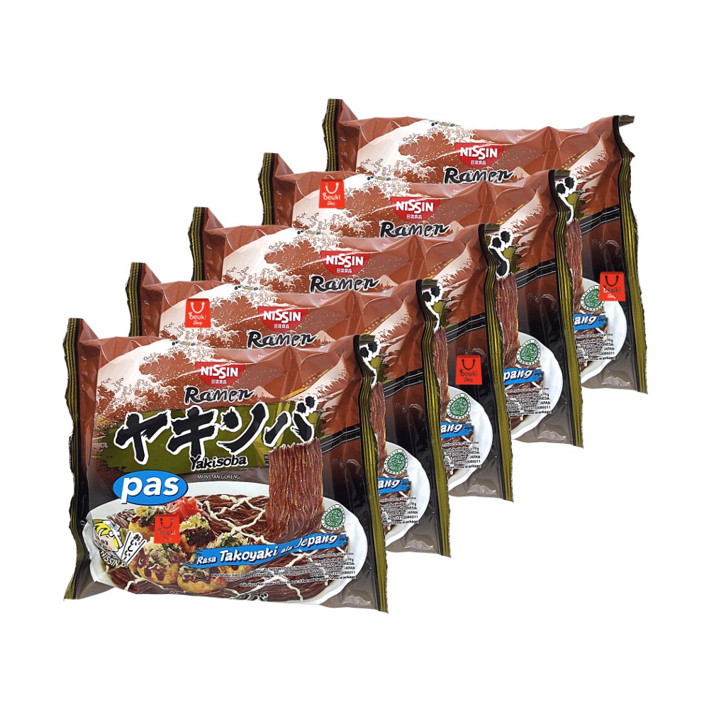 

5PCS Pas Yakisoba Ala Jepang Mie Instan Nissin Ramen Rasa Takoyaki - 5pcs x 76gr