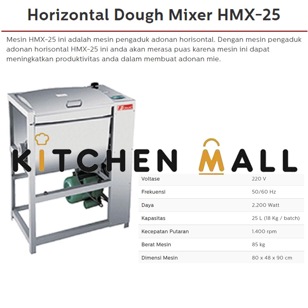 FOMAC HMX-25 Horizontal Dough Mixer (Mixer Adonan Horizontal) - Mixer