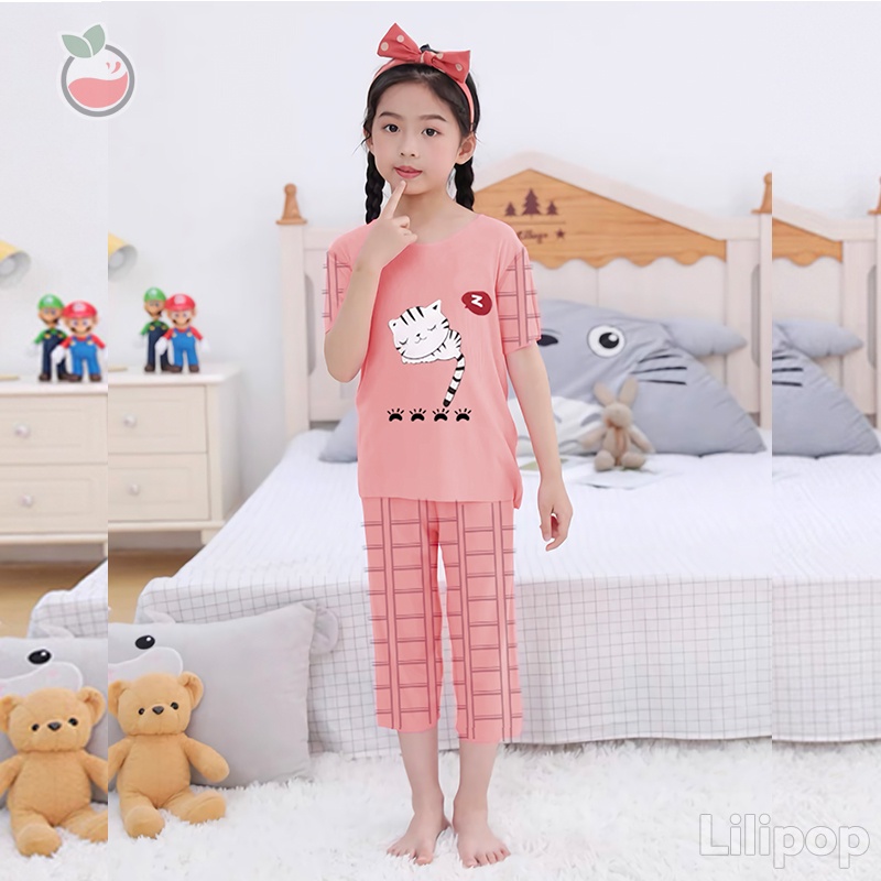 Baju Tidur Anak 3/4 Perempuan dan Laki Usia 2 - 7 Tahun Stelan Celana Rabbit