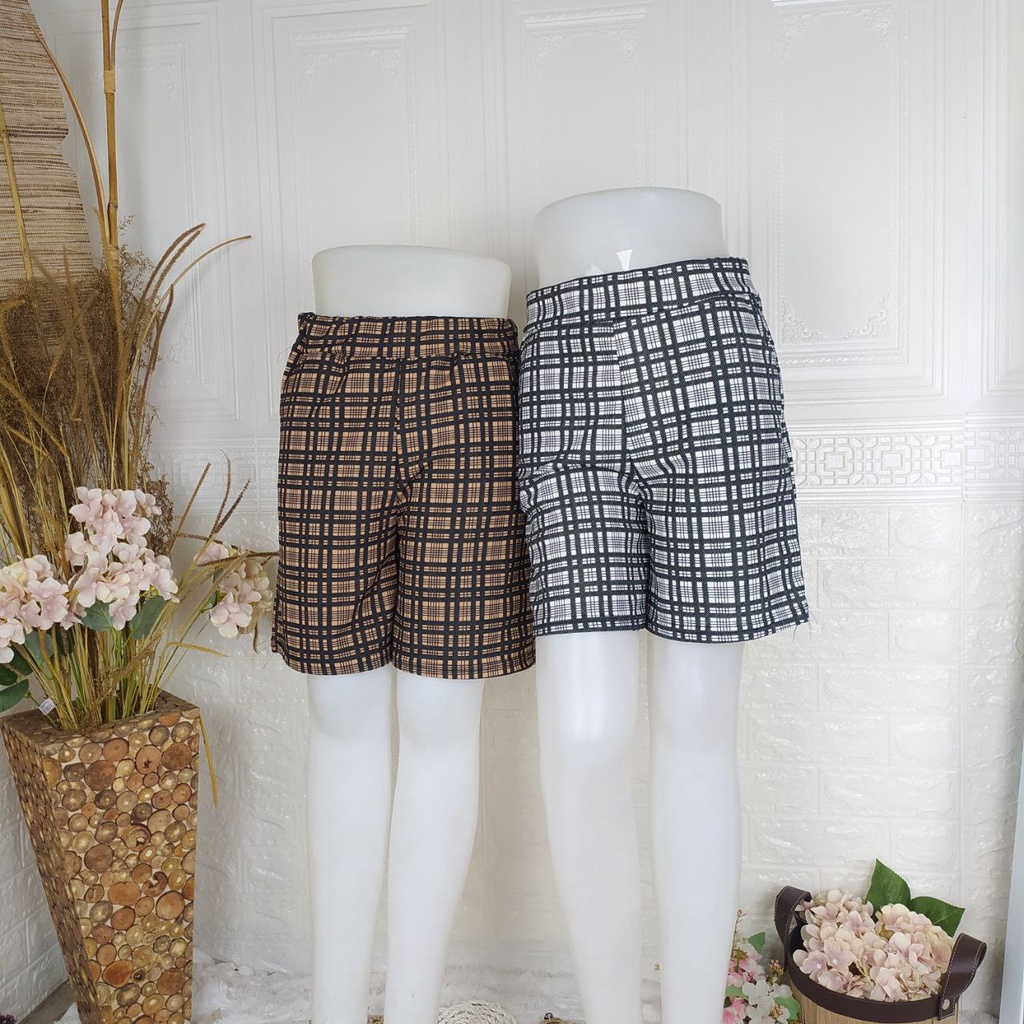 (UDHMA) CELANA PENDEK SANTAI MOTIF TARTAN/HOTPANTS DAILY MOTIF KOTAK-KOTAK