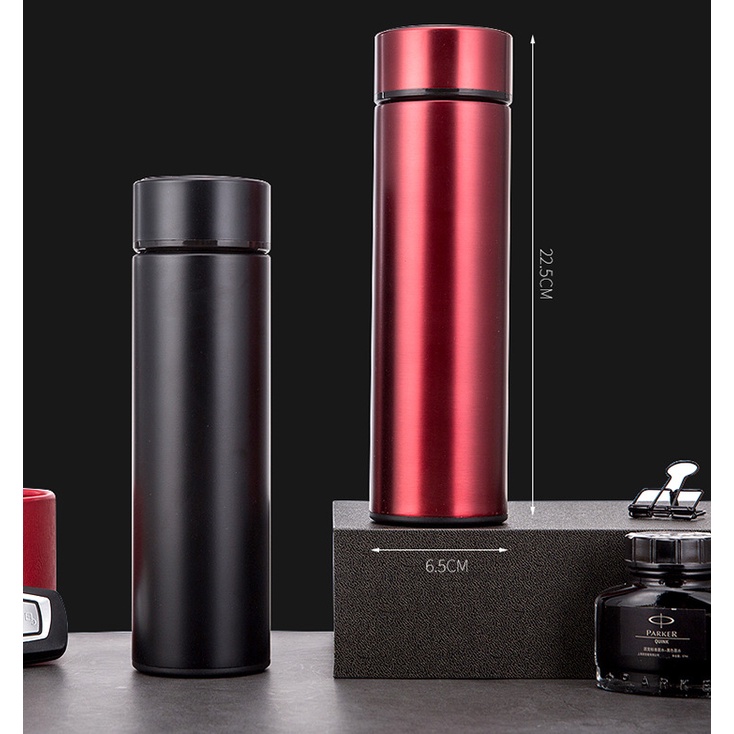 Smart Thermos Cangkir 500ML Pengukuran Suhu Kreatif LED Layar Sentuh Suhu Cangkir Air Stainless Steel Bisnis Cangkir Hadiah Cangkir Lurus