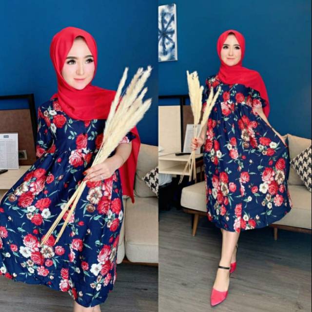 Daster bunga tunik Original shellasaukia homedress