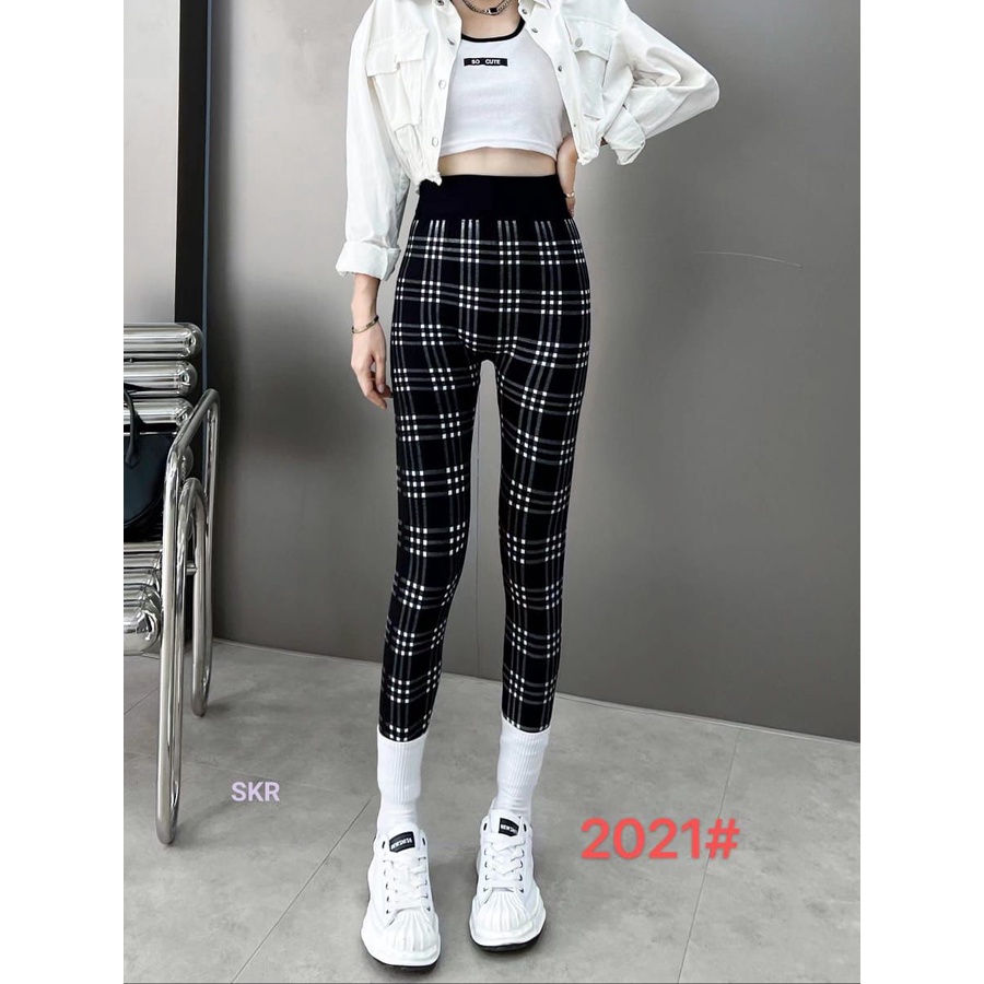 CELANA LEGGING WANITA MOTIF KOTAK IMPORT