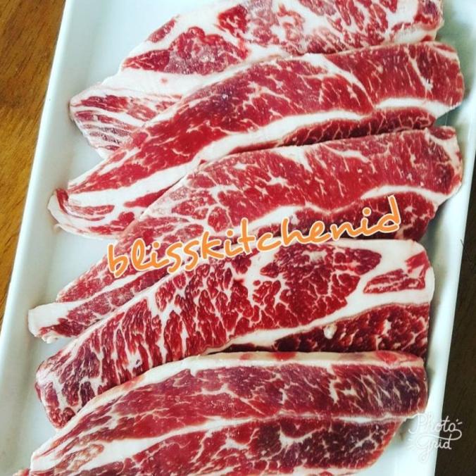

US BLACK ANGUS SHORT RIBS GALBI BONELESS CHOICE BEEF CUT 1CM 500GR DFGH5136