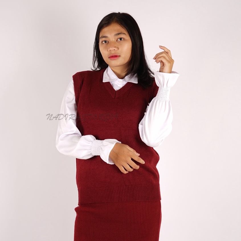 ROMPI RAJUT VEST POLOS PREMIUM TEBAL