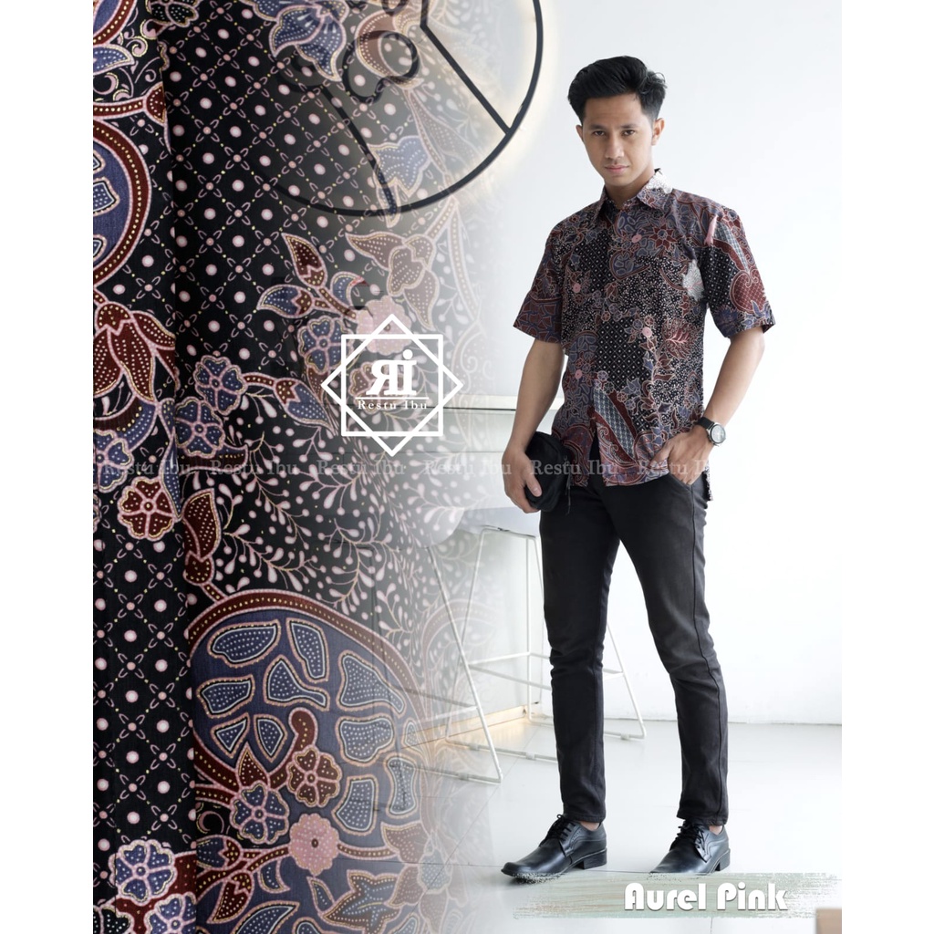 HEM BATIK PERIA LENGAN PENDEK/BATIK PERIA MURAH/KEMEJA BATIK JUMBO