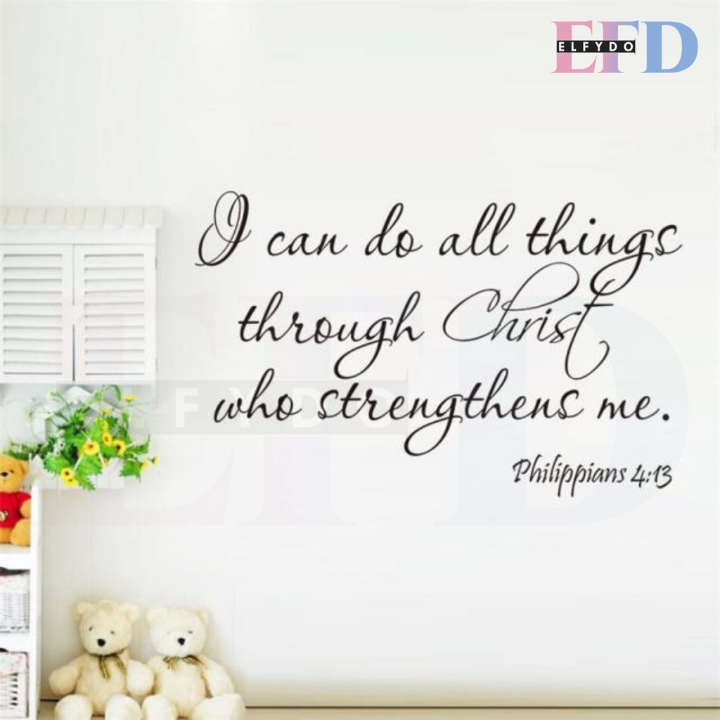 ELFYDO - STC003 Sticker Dinding Kata Quote Philippians 4:13 Wall Sticker
