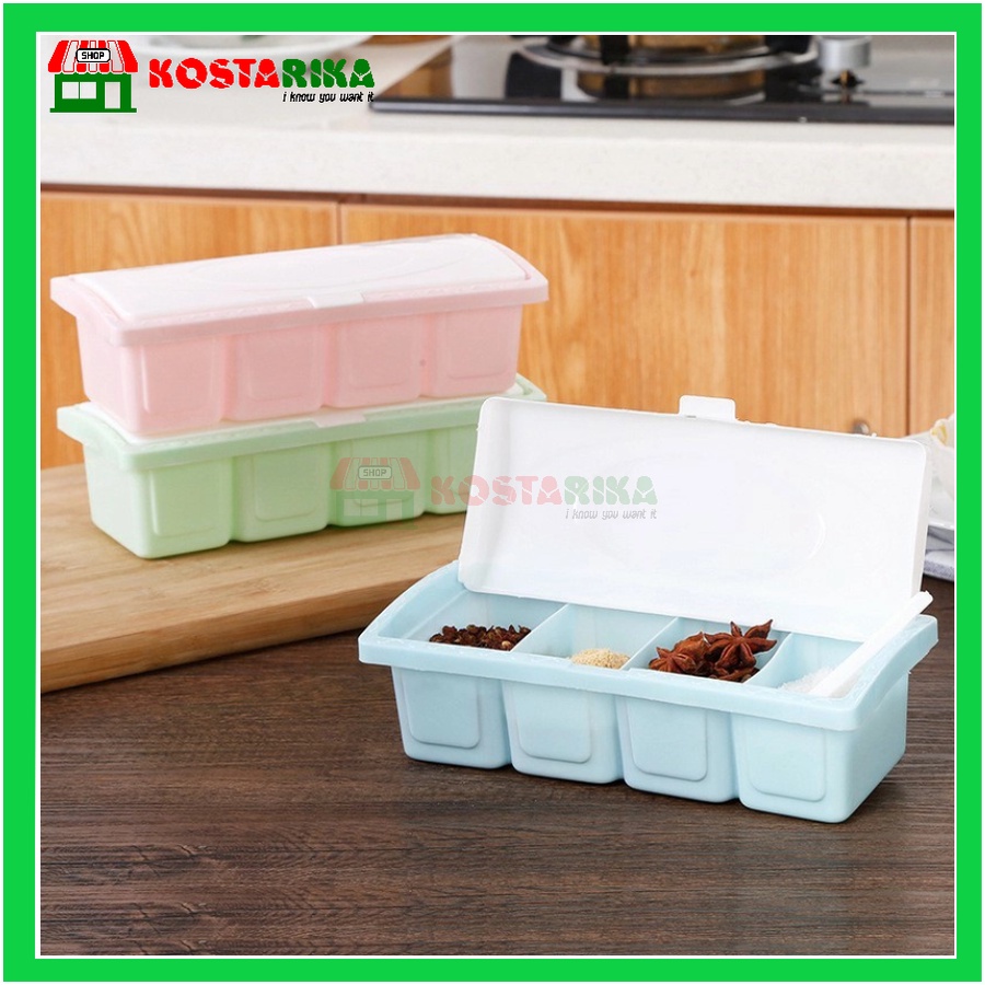 Tempat Bumbu Dapur 4 Set Garam Lada Micin Merica Lada Bawang Cabe Cabai Chilli Bagus Seasoning