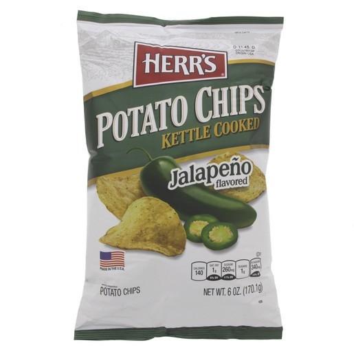 

Herr's Herrs Cooked Potato Chips Jalapeno Flavour Snacks 170gr