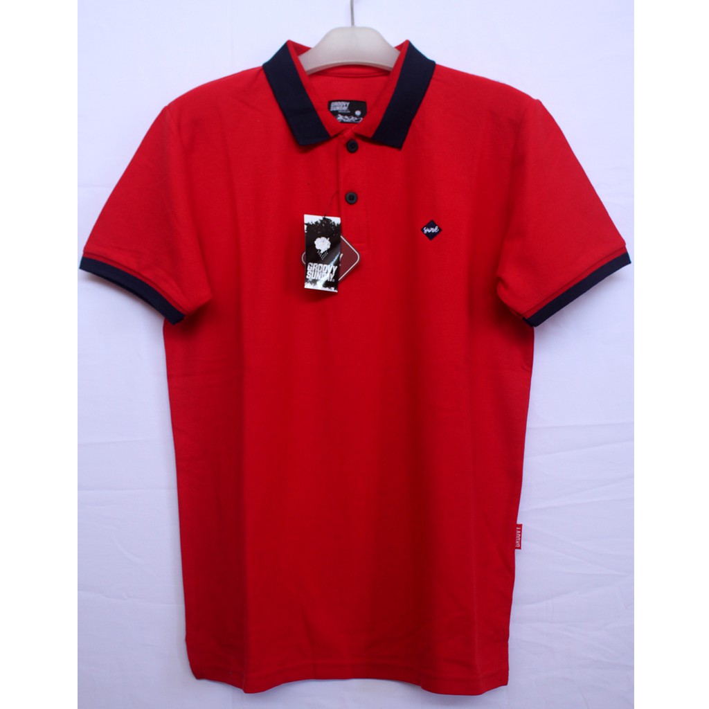 Kaos Polo T-Shirt Groovy Sunday - Red