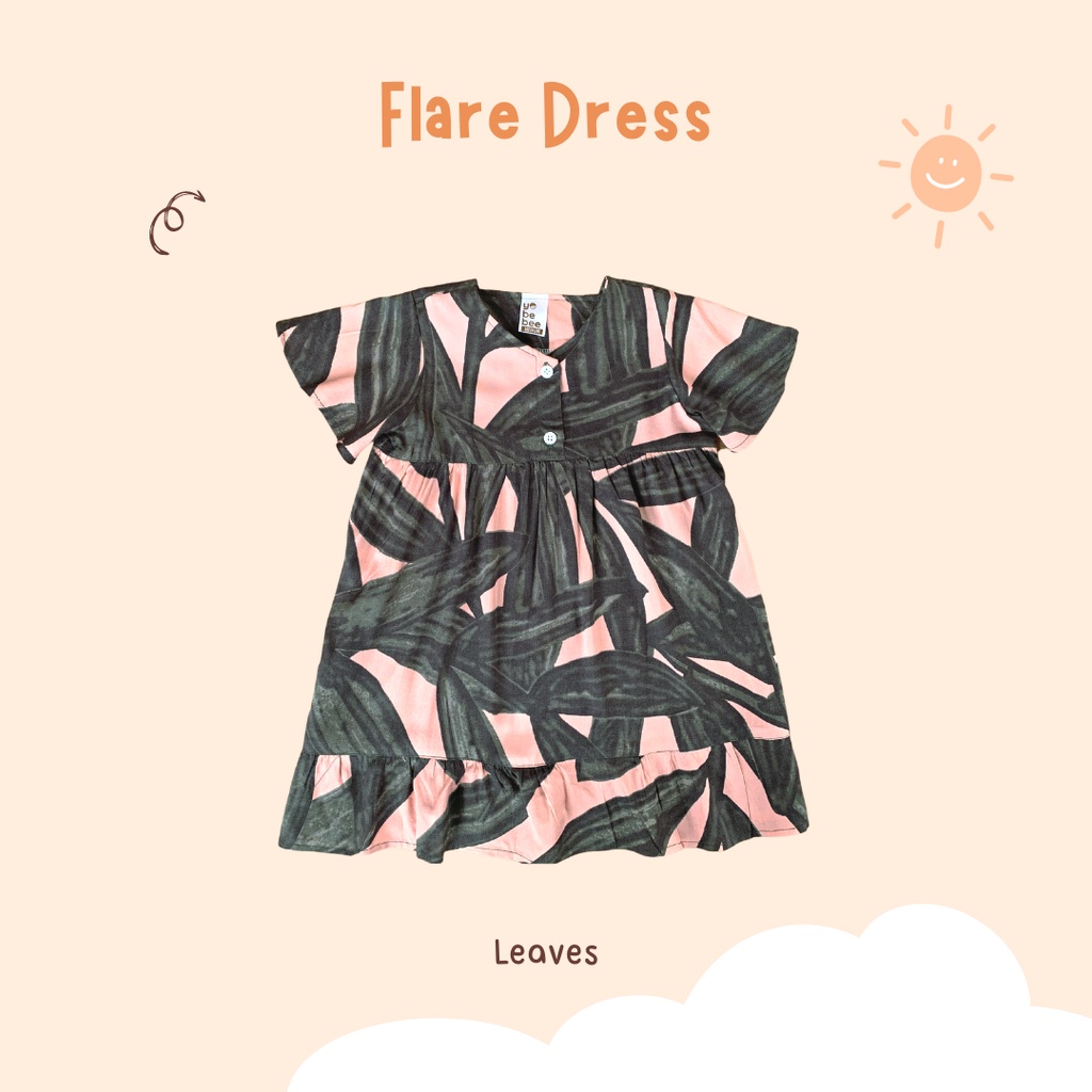 Yobebee Flare Dress Rayon Anak Perempuan Usia 2 3 4 6 7 Tahun Baju Blouse Korea Gaun Babydoll Daster Kids Motif Bunga Karakter Katun Lembut Model Baju Casual Harian Main Santai Anak Cewek