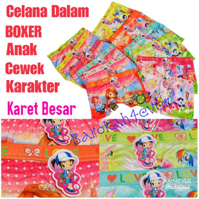 (isi 3pcs) Celana Dalam BOXER ANAK CEWEK Karakter KARET BESAR