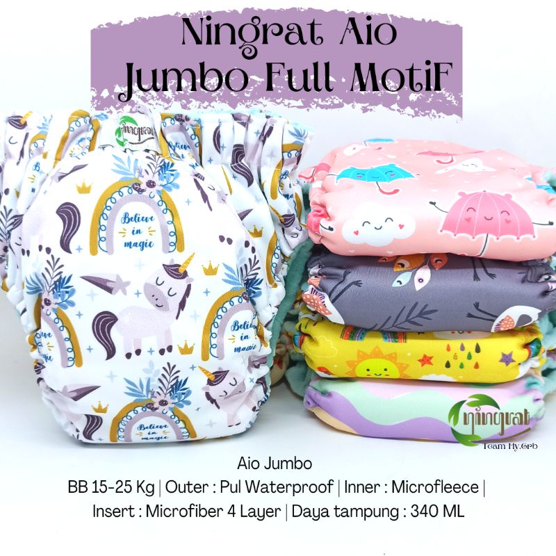 Clodi Ningrat Jumbo Drypants BB 14- 25 Kg Clodi Model Celana Popok Kain Cuci Ulang Modern Ramah Lingkungan [ Bunda Altaf ]