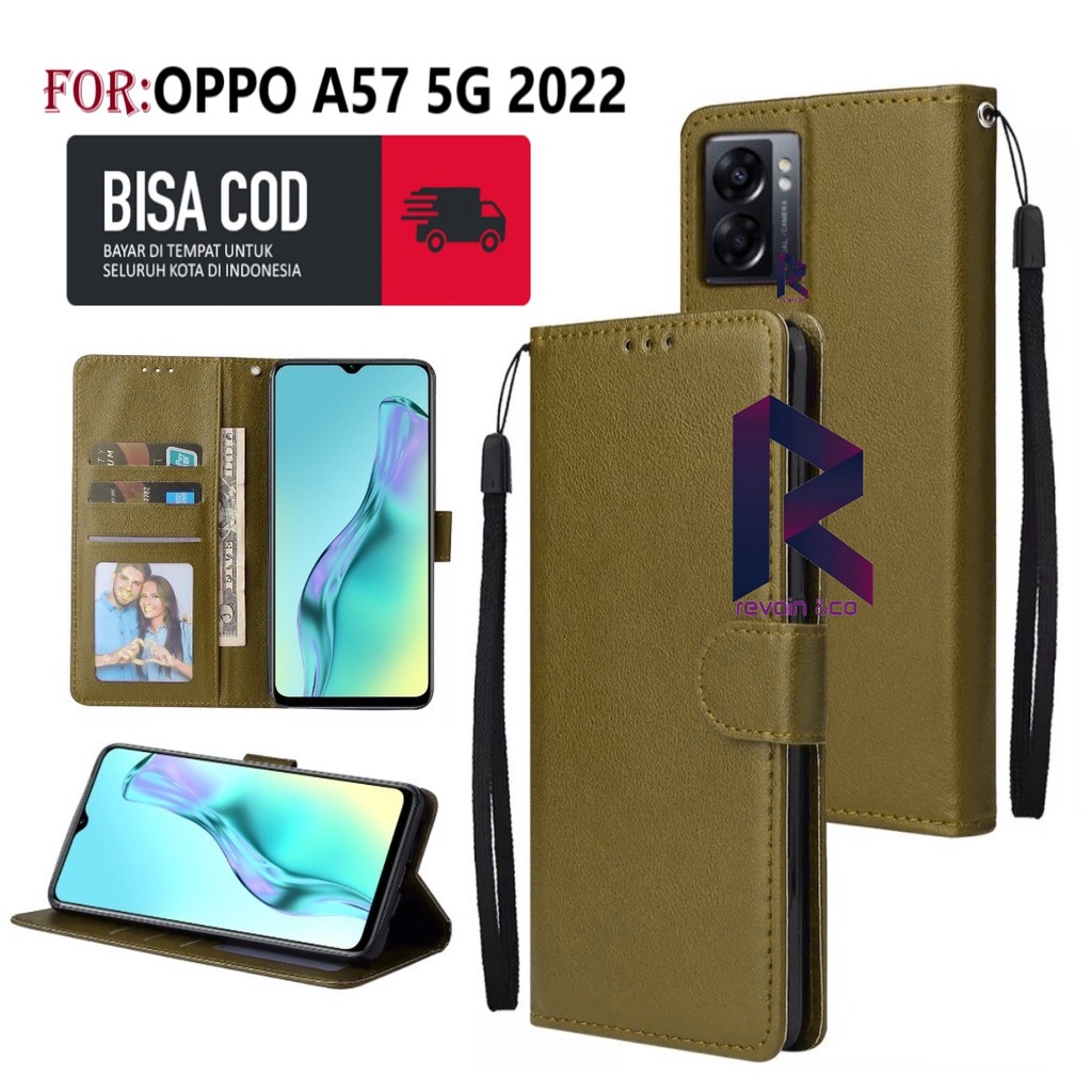 FLIP COVER NEW OPPO A57 5G 2022 CASING DOMPET FLIP WALLET LEATHER KULIT PREMIUM SARUNG BUKA TUTUP FLIP CASE OPPO A57 5G 2022