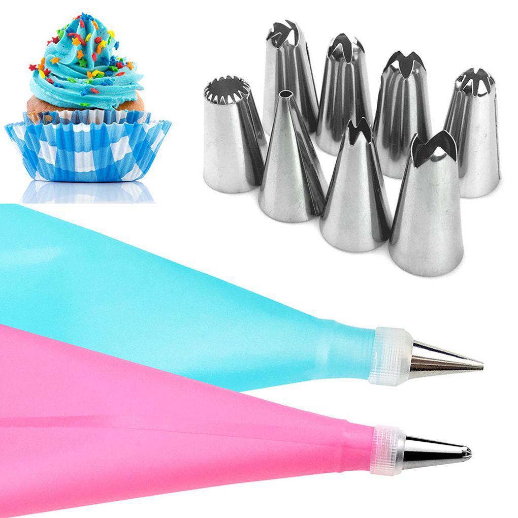 Piping bag silikon set nozzle spuit 8in1 serbaguna penghias kue pastry