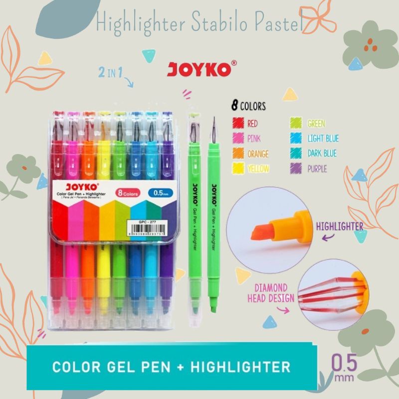 

Color Gel Pen + Highlighter | 2in1 pulpen + stabilo