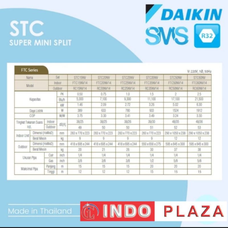 AC DAIKIN THAILAND 2 PK FTC-50NV14