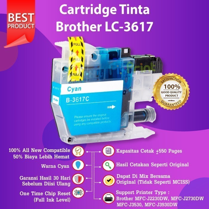 33D  Satu Set CMYK Cartridge Tinta LC3617 Brother MFC-J3530DW J3930DW J2730