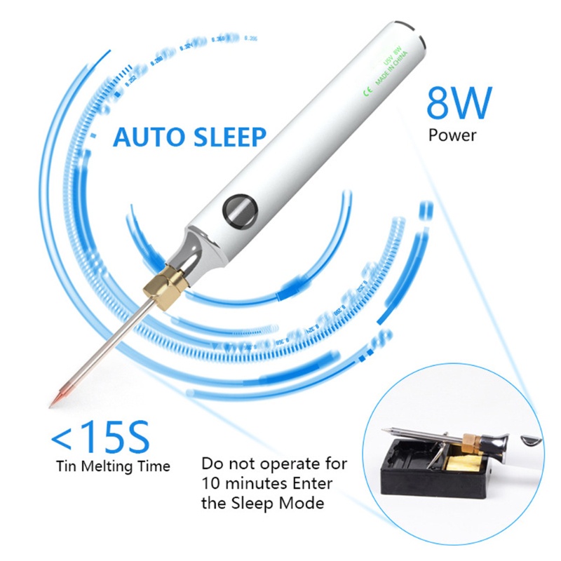 Kiss Mini Soldering Iron Set USB 5V 8W Alat Las Suhu Dapat Disesuaikan Mudah Digunakan