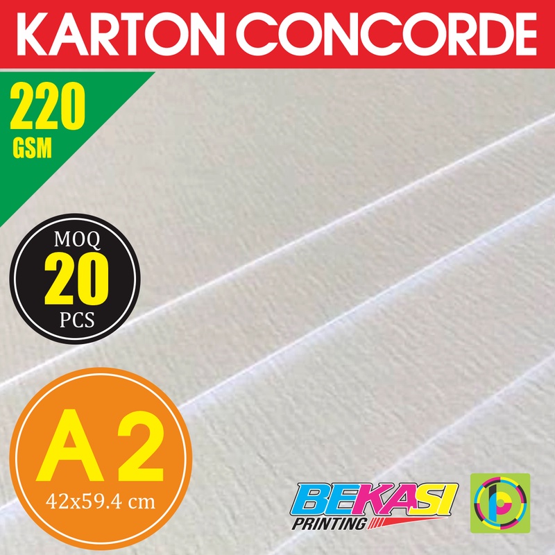 

Kertas Karton Carton Concorde 220 GSM Ukuran A2 42x59.4 cm - Repack