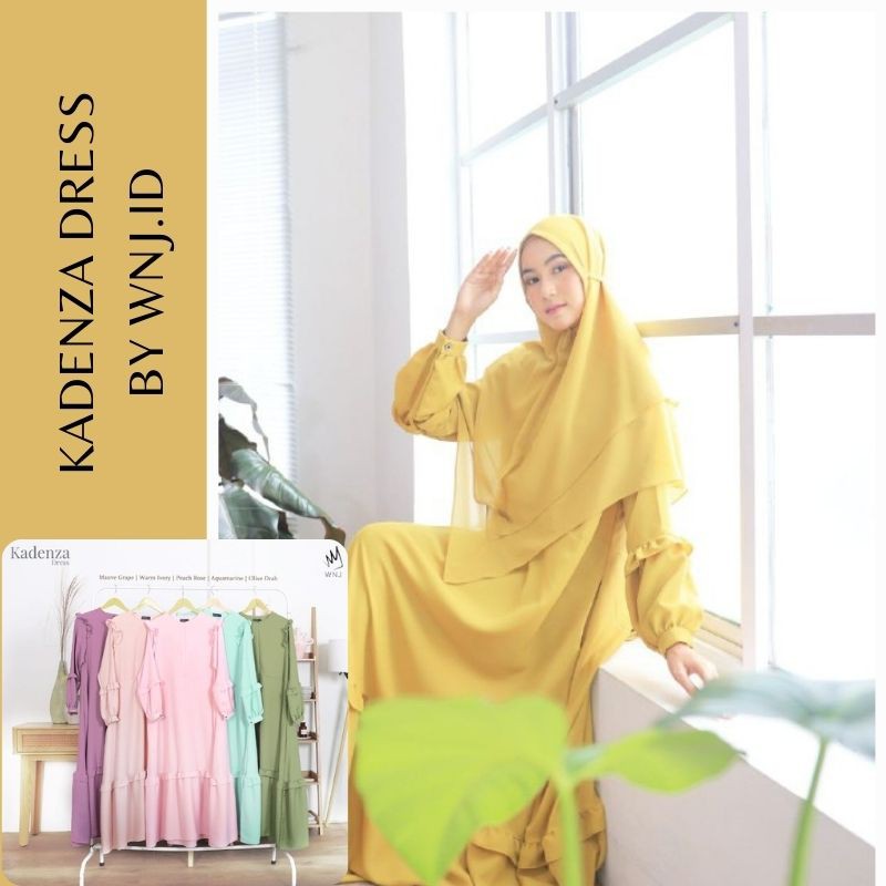 WANOJA GAMIS POLOS TERBARU KADENZA BY WNJ.ID Dress Hangout Kece Bahan Jatuh Rok Payung Aksen Kriwil 