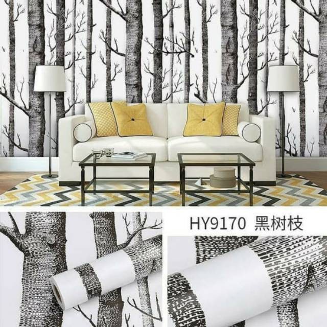 Wallpaper Sticker Dinding Kayu Ranting Panjang 10Meter x Lebar 45cm