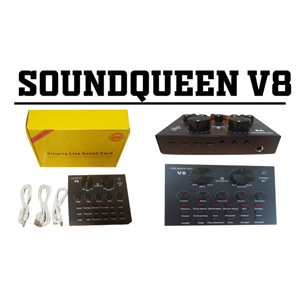 TERBAIK Soundqueen V8 V8s Soundcard MIXER USB Audio Interface Rekaman