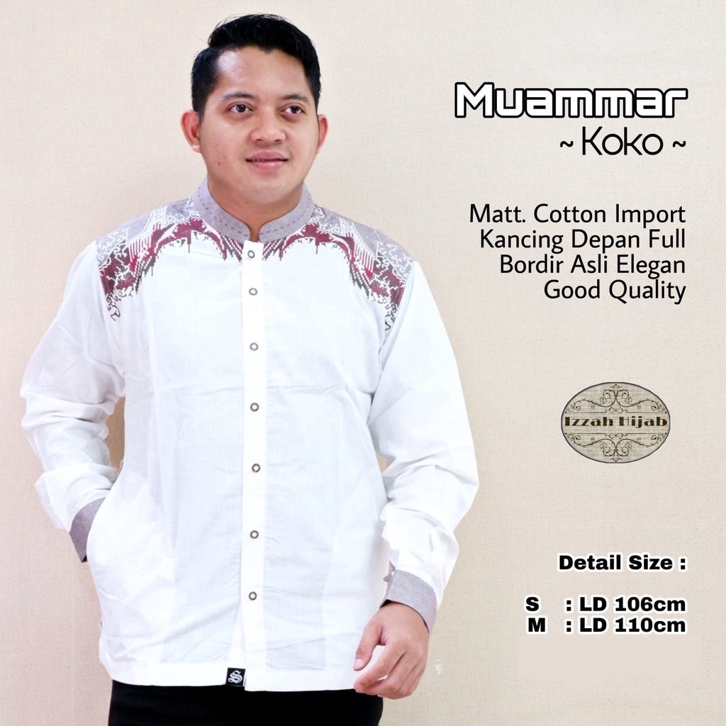 koko  putih polos bordir panjang