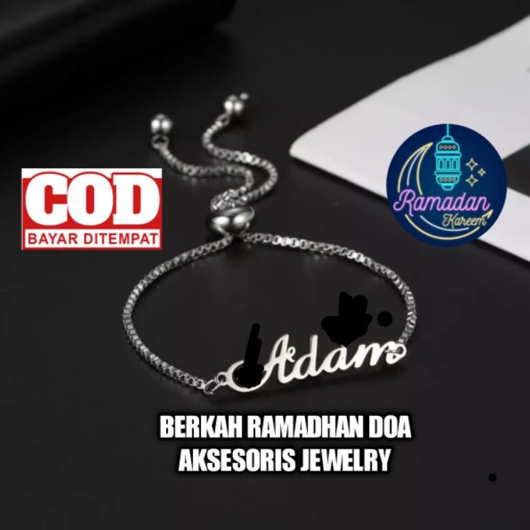 Gelang nama serut custom stanles anati karat silver