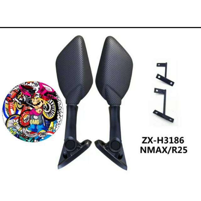 Spion Karbon R25 Nmax Tangkai Pendek R15 CBR NEW CBR Lokal
