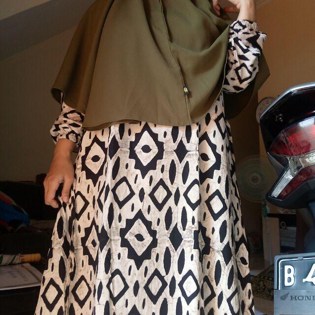Longdress Premium Abstrak Malam Batik Cap Gamis Rayon Busui Bumil Pilih Motif