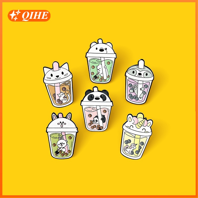 Pin Bros Enamel 6 Model Kartun Hewan Kelinci Unicorn Sloth Kucing Beruang Panda Untuk Hadiah Perhiasan