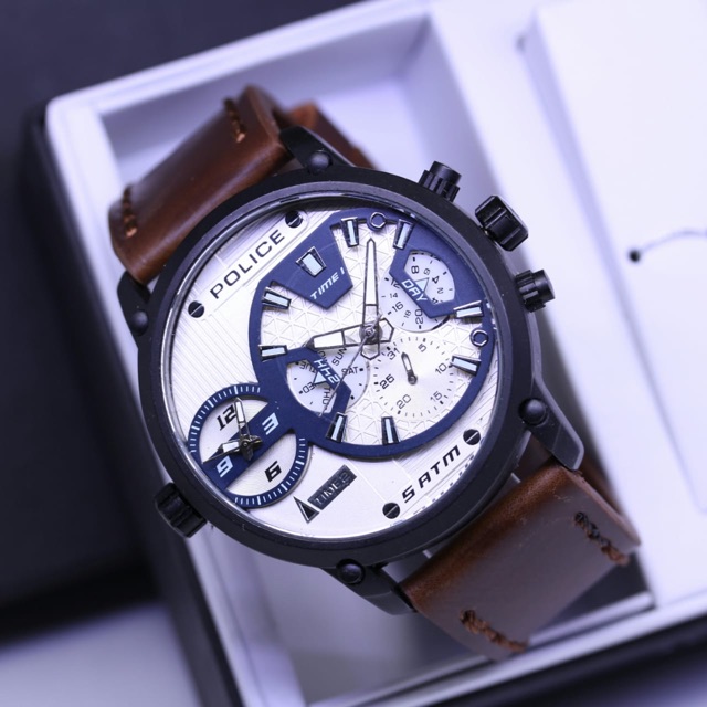 JAM TANGAN PRIA POLICE DOUBLE TIME LEATHER