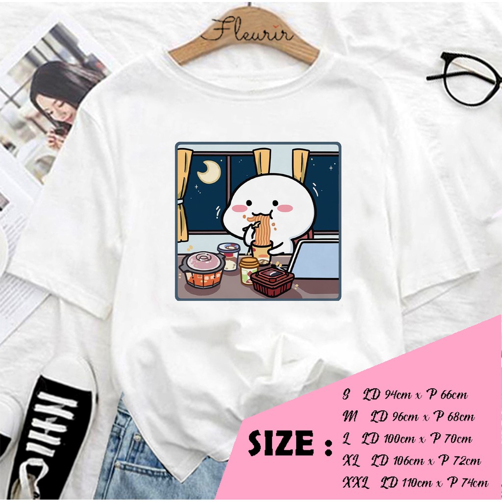 FLEURIR - KAOS OVERSIZE PENTOL MAKAN KATUN  KAOS WANITA DEWASA LENGAN PENDEK TEE UNISEX JUMBO