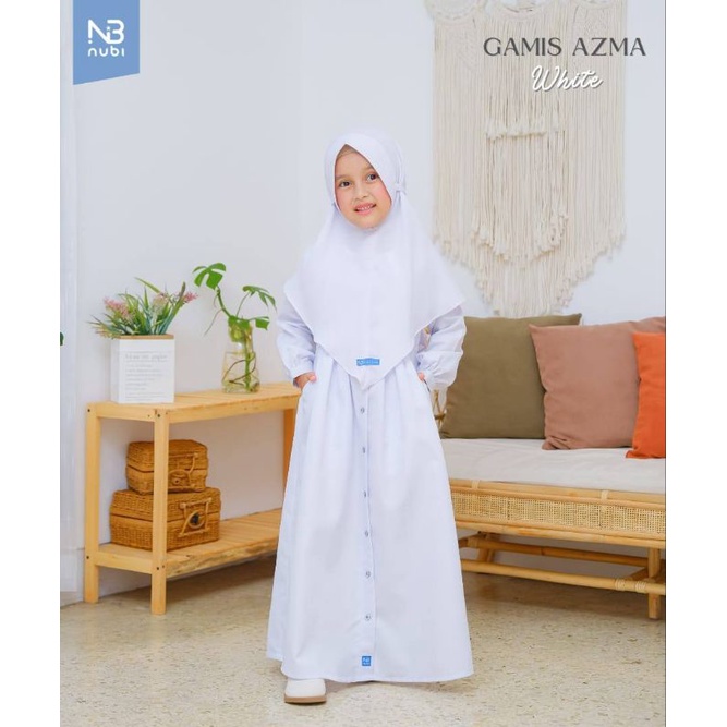 AZMA WHITE -Gamis putih anak perempuan -Gamis putih polos -Gamis manasik