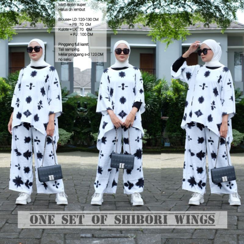 SETELAN WANITA SAYAP SHIBORI WAKA WAKA JUMBO SET LD 130 MOTIF SHIBORI RAYON ONE SET