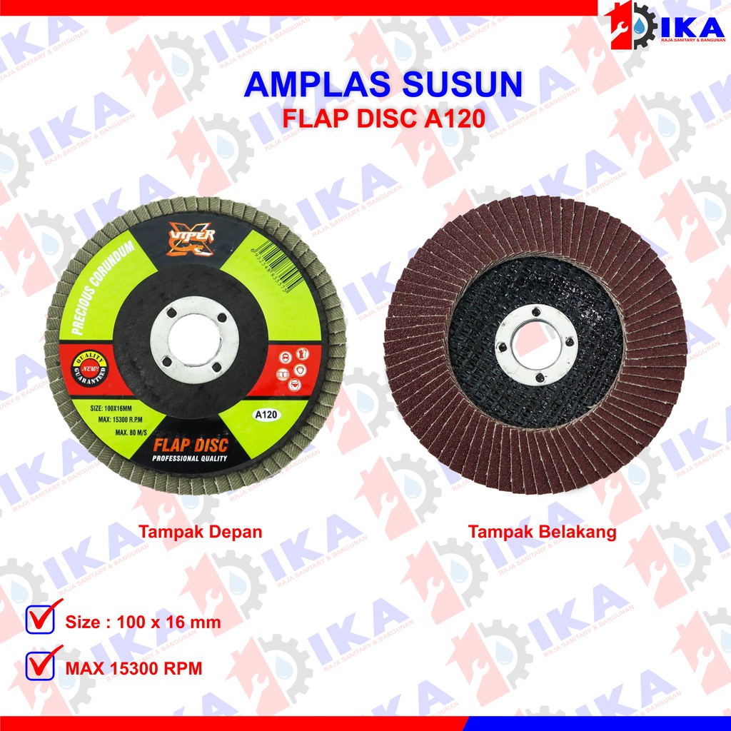 Amplas Susun 4&quot; / FLAP DISC 100x16mm Gerinda Amplas Susun 4inch Amplas Susun 4&quot; / FLAP DISC 100x16mm Grid 40-400 Mata Batu Gerinda atau Grinda Kertas Amplas Susun Bulat