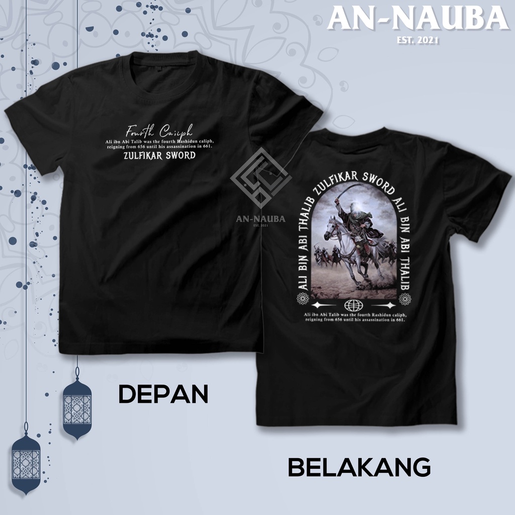 Kaos Dakwah Islami Khalifah / ALI BIN ABI THALIB ZULFIKAR SWORD TSHIRT / Baju Distro Santri Muslim [
