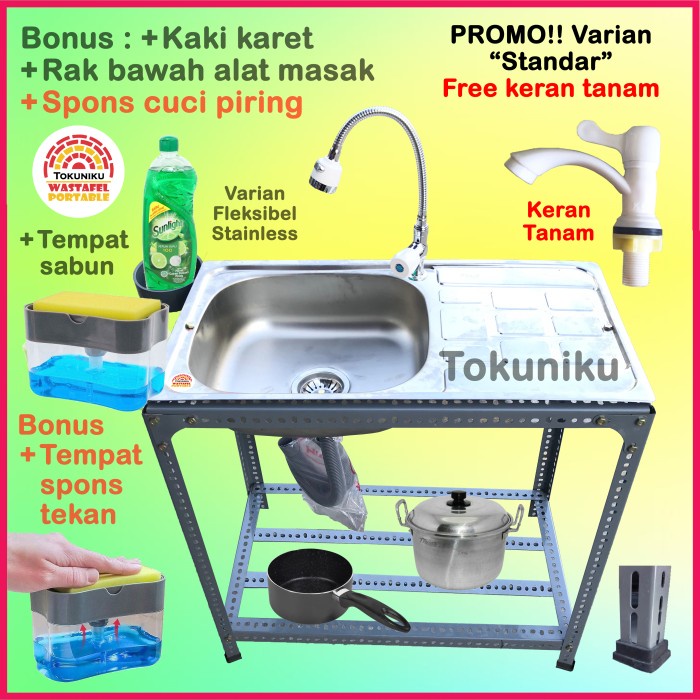Wastafel Portable Bak Cuci Tangan Portable Tempat Cuci Piring Panjang - standar