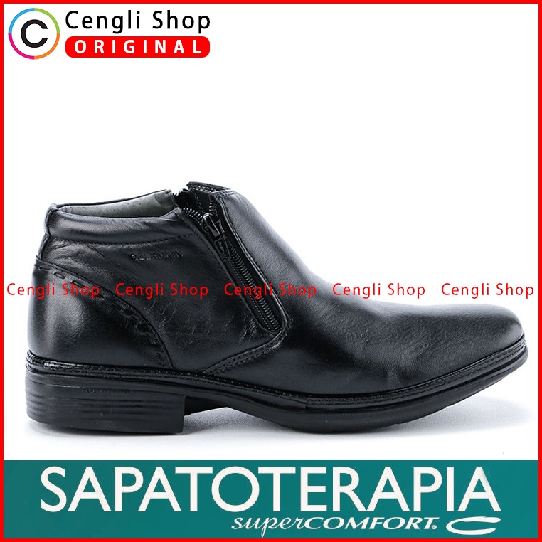 SEPATU BOOT KULIT OBERMAIN PRIA ORIGINAL FORMAL BRANDED HITAM OM11