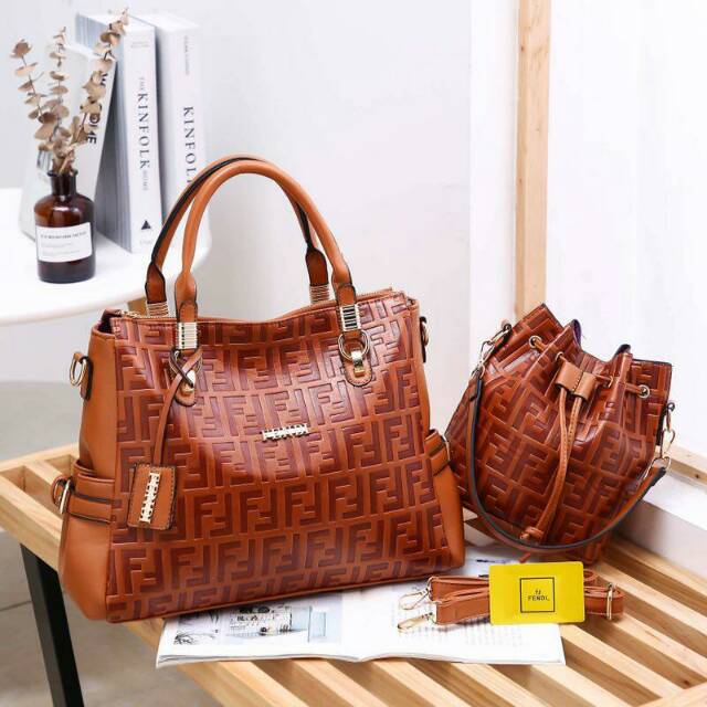 Tas Wanita Fendi Marilyn 17018 # ( set bag serut ) Tas Import Tas Grosir Batam