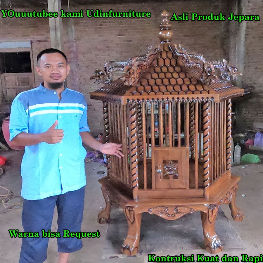 Kandang ayam bekisar sangkar ayam hutan alas jago kayu jati ukiran jepara
