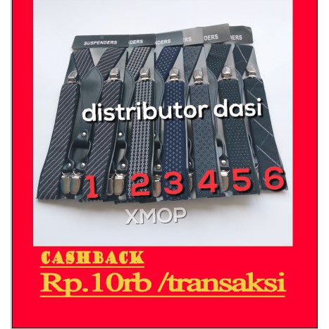 suspender kaki  capit 4 lebar 3,5 cm motif ready stok distributor dasi