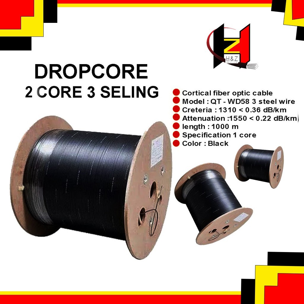 Dropcore 2 Core 3 Seling Indofiber Kabel Dropcore 2c 3s Panjang 1KM