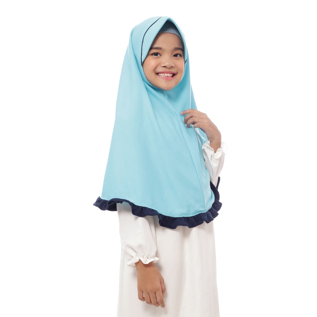 Khimar anak polos Bergo renda daily jilbab instan bahan adem kerudung remaja hijab pad anak sekolah