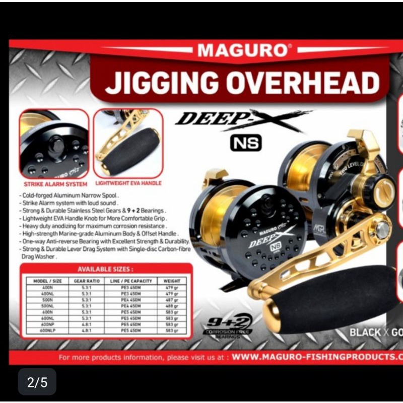 reel maguro deep x ns 400 500 600 n kanan atau nl kiri overhead
