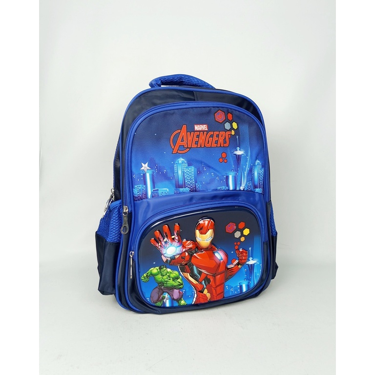 Tas Anak Cowok Alto Emboss Tas Ransel Anak Sekolah Lampu Gambar Transfomers Avengers Ironman Terbaru