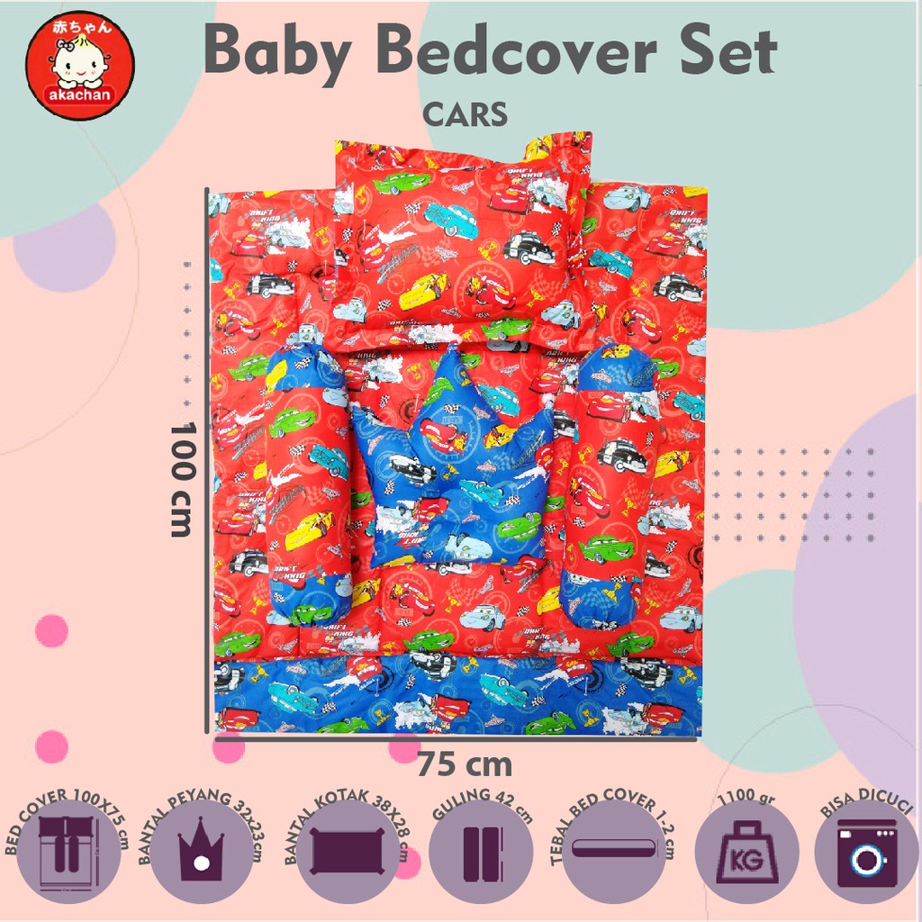 CARZ- Baby Bed Set Bedcover Selimut Bantal Cover Crown Bedset Akachan Guling Tidur bb