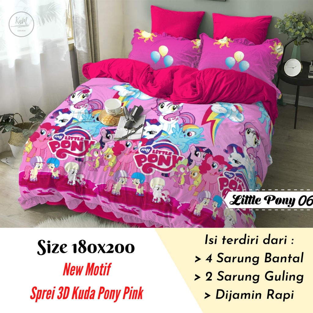 Speri Kasur Motif  Kuda Pony 3D Disperse king & Queen size 180x200 Set Sarung Bantal & Guling