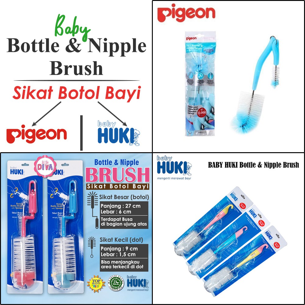 SIKAT BOTOL JEPIT Busa Cuci dot SUSU BAYI 6 in 1, PIGEON Baby HUKI LUSTY BUNNY scotch brite 3m capit